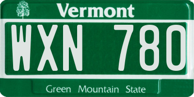 VT license plate WXN780