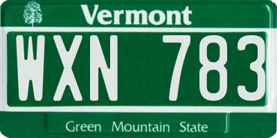 VT license plate WXN783