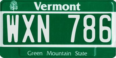 VT license plate WXN786