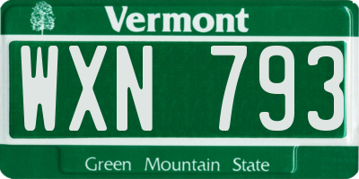 VT license plate WXN793