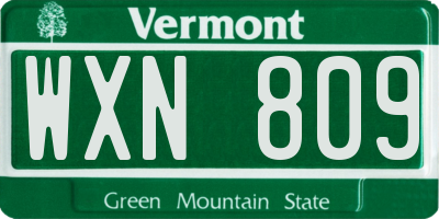 VT license plate WXN809