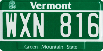 VT license plate WXN816