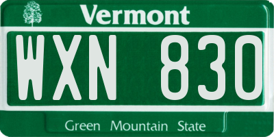 VT license plate WXN830