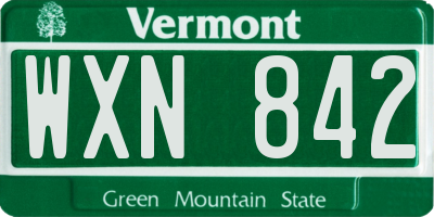 VT license plate WXN842