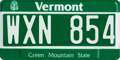 VT license plate WXN854