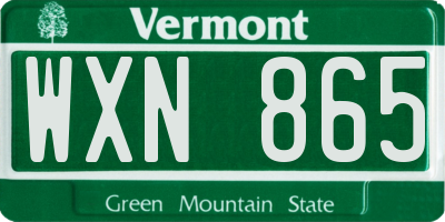 VT license plate WXN865