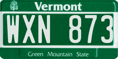 VT license plate WXN873