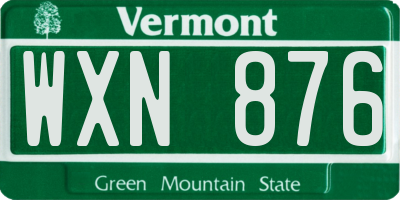 VT license plate WXN876