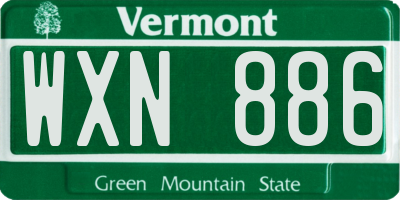 VT license plate WXN886