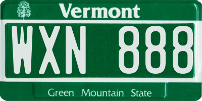 VT license plate WXN888