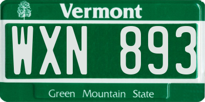 VT license plate WXN893