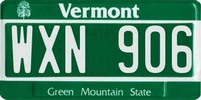 VT license plate WXN906