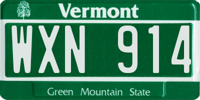 VT license plate WXN914