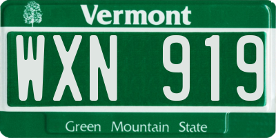VT license plate WXN919