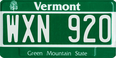 VT license plate WXN920