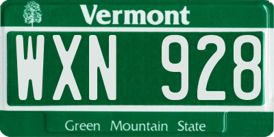 VT license plate WXN928