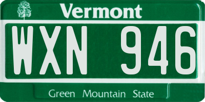 VT license plate WXN946