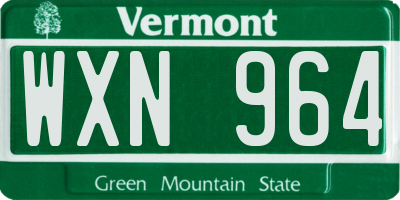VT license plate WXN964