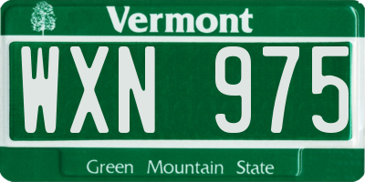 VT license plate WXN975