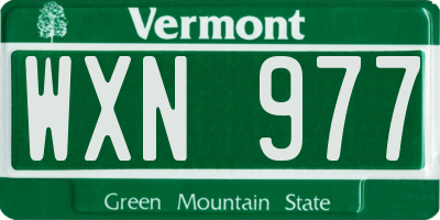 VT license plate WXN977