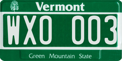 VT license plate WXO003
