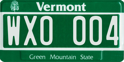 VT license plate WXO004