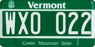 VT license plate WXO022