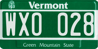 VT license plate WXO028