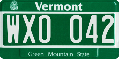 VT license plate WXO042