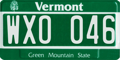 VT license plate WXO046