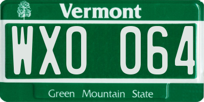 VT license plate WXO064