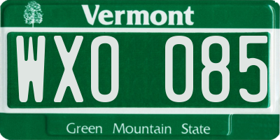 VT license plate WXO085