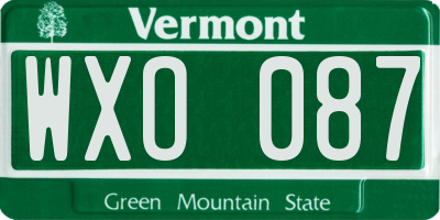 VT license plate WXO087