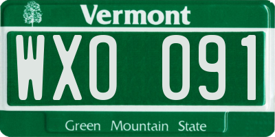 VT license plate WXO091