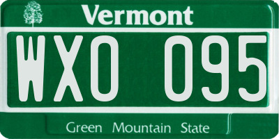 VT license plate WXO095