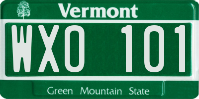 VT license plate WXO101