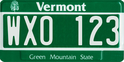 VT license plate WXO123