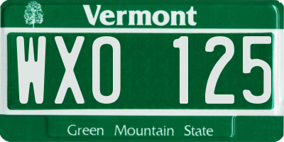 VT license plate WXO125