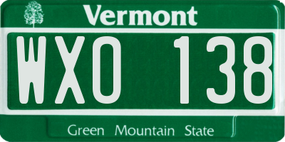 VT license plate WXO138