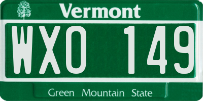 VT license plate WXO149