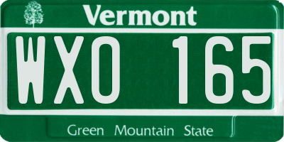 VT license plate WXO165