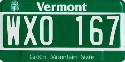 VT license plate WXO167
