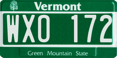 VT license plate WXO172