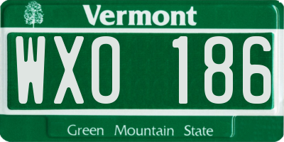 VT license plate WXO186