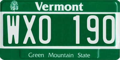 VT license plate WXO190
