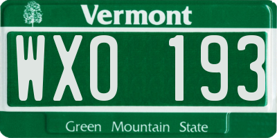 VT license plate WXO193