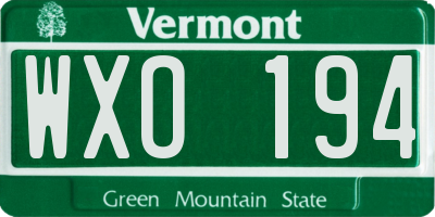 VT license plate WXO194