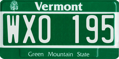 VT license plate WXO195