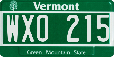 VT license plate WXO215