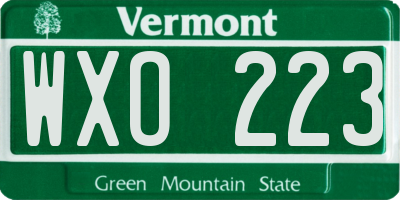 VT license plate WXO223